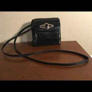Brighton Crossbody Purse/Wallet, Black Leather